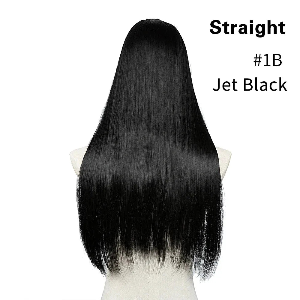 U-Part Straight Clip-In Hair Extensions – Natural Volume and Length - 24" / Straight / Jet Black - Lyvelle