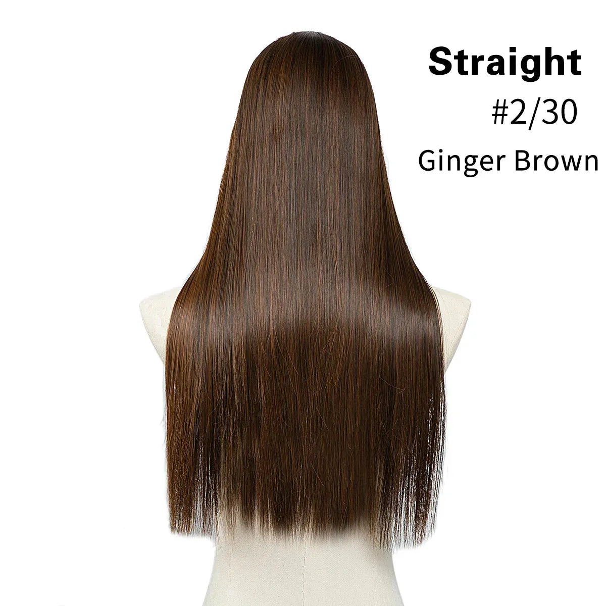 U-Part Straight Clip-In Hair Extensions – Natural Volume and Length - 24" / Straight / Ginger Brown - Lyvelle