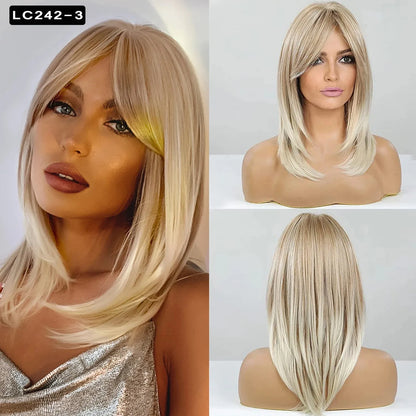 Royal Luxe Blonde Straight Bob Wig with Bangs - 18" / Straight / LC242-3 - Lyvelle