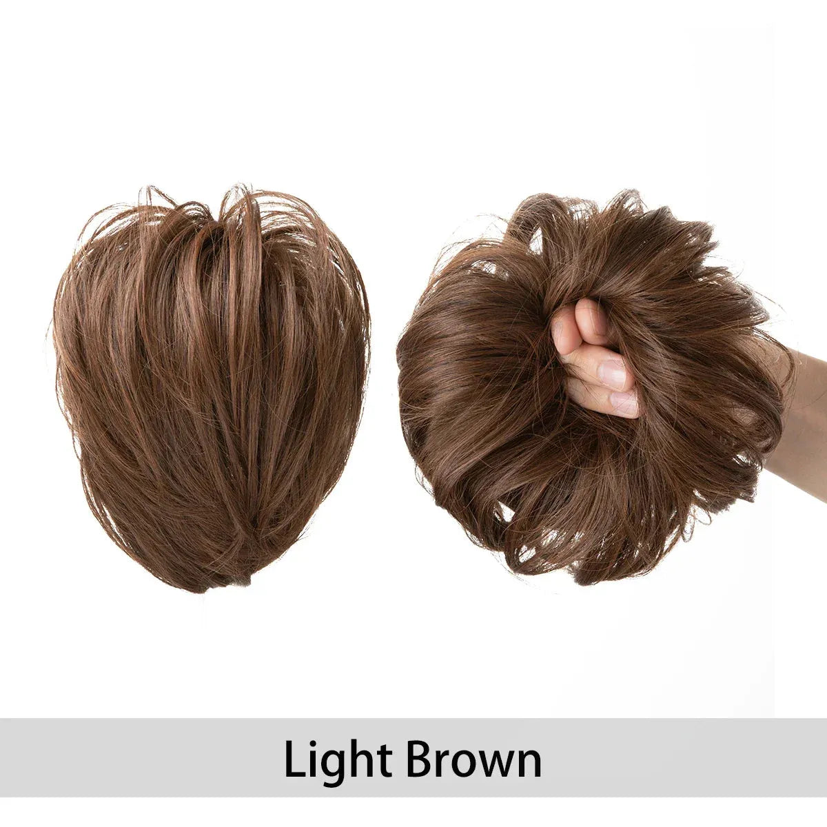 Curly Hair Bun Scrunchie – Instant Volume &amp; Effortless Style - light brown - Lyvelle