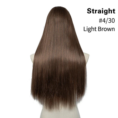 U-Part Straight Clip-In Hair Extensions – Natural Volume and Length - 24" / Straight / Light Brown - Lyvelle