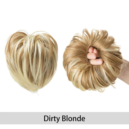 Curly Hair Bun Scrunchie – Instant Volume &amp; Effortless Style - dirty blonde - Lyvelle