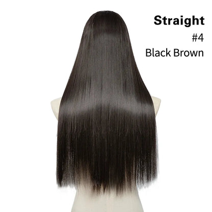 U-Part Straight Clip-In Hair Extensions – Natural Volume and Length - 24" / Straight / Black Brown - Lyvelle