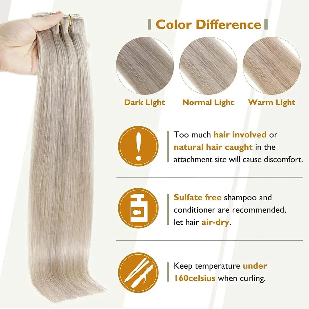 Full Shine Ombre Human Hair Clip-In Extensions – 3-Piece Set - 12" / Straight / 4 24 4(4 27 4) - Lyvelle