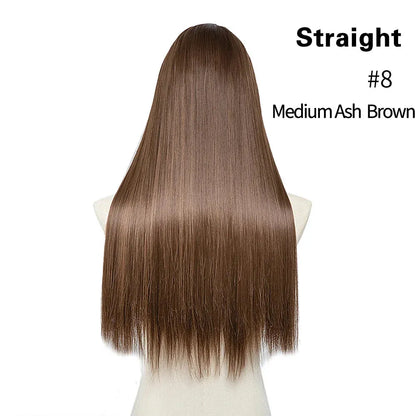 U-Part Straight Clip-In Hair Extensions – Natural Volume and Length - 24" / Straight / Medium Ash Brown 1 - Lyvelle