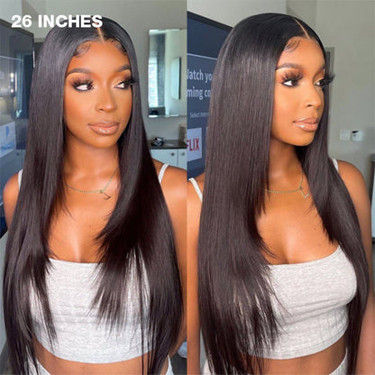 Beautiful Layered Cut Pre-Plucked Glueless 13x4 Frontal Lace Wig - 100% Human Hair - 14 / Mid Part / 5x5 Lace 180% - Lyvelle