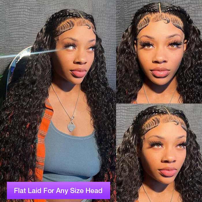 Pre-Braided Deep Wave Human Hair Wig with 13x4 and 13x6 Pre-Cut Lace Frontal - Glueless Design - 16 / 13x4 Pre Cut Lace / 150% - Lyvelle