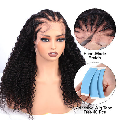 Pre-Braided Curly 13x4 HD Lace Frontal Wig with Pre-Bleached Knots - Glueless Design - 18 / Yes / 150% - Lyvelle