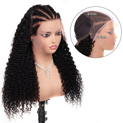 Pre-Braided Curly Glueless Wig - 13x6 Full HD Lace Frontal with Pre-Bleached Knots - Ready-to-Wear - 18 / Yes / 150% - Lyvelle