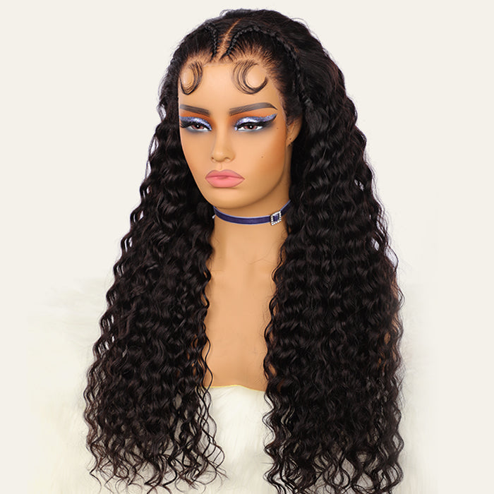 Pre-Braided Deep Wave Human Hair Wig with 13x4 and 13x6 Pre-Cut Lace Frontal - Glueless Design - 16 / 13x4 Pre Cut Lace / 150% - Lyvelle