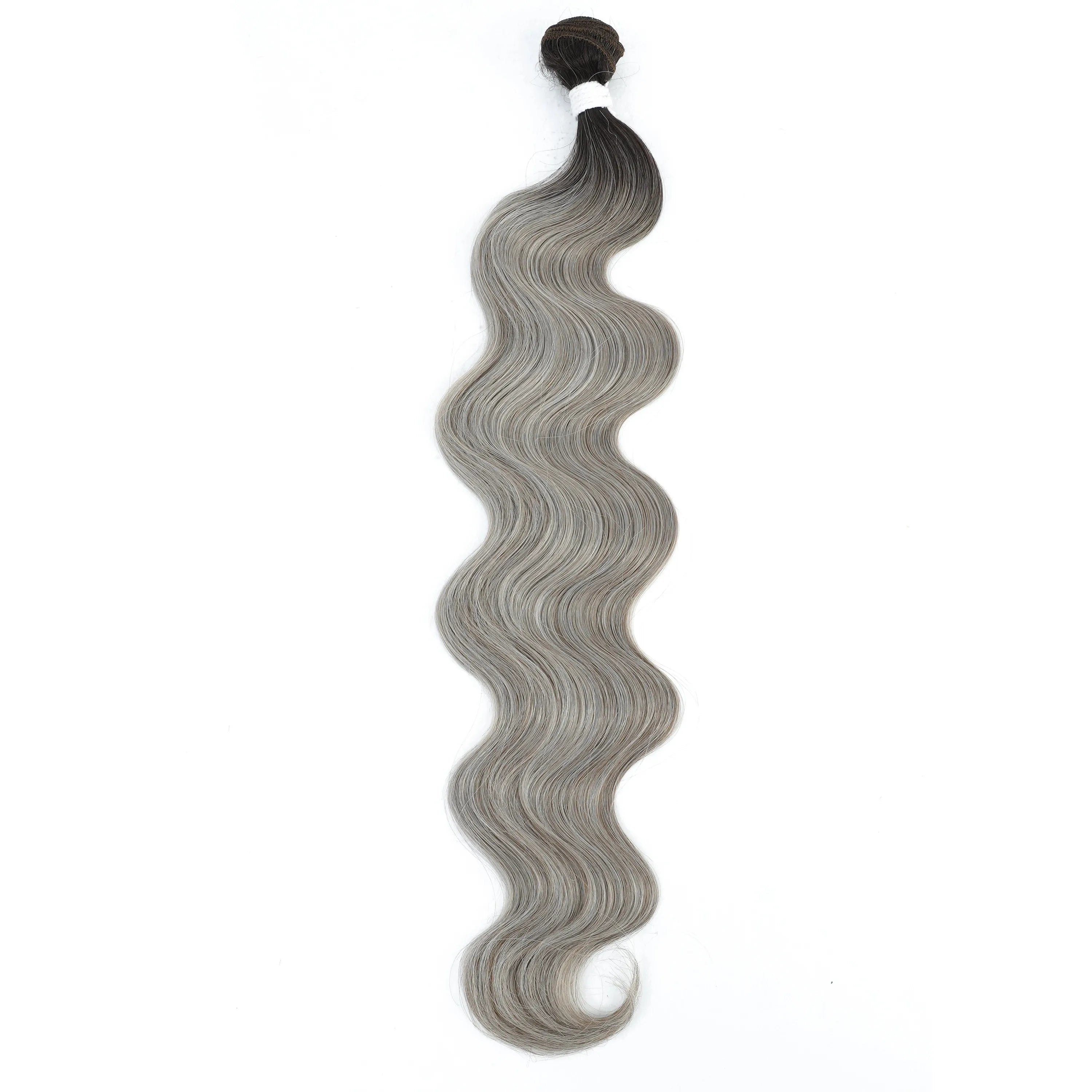 26-Inch Loose Deep Wave Synthetic Hair Extensions – Thick Ponytail Weave - 26" / Deep Wave / Ombre Grey - Lyvelle