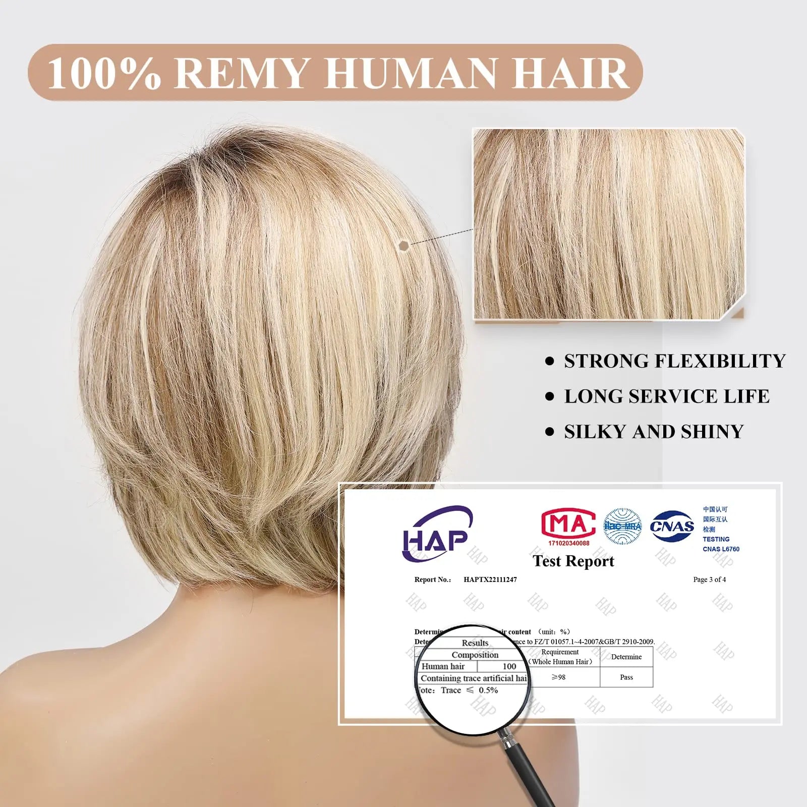 Short Bob 13x4 Lace Frontal Wig – 100% Remy Human Hair, Wavy Texture - Layered Blonde - Lyvelle