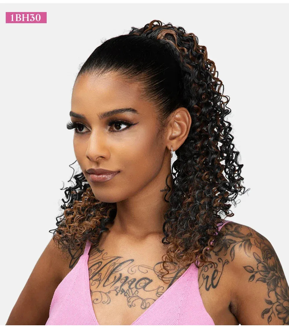 Afro Kinky Curly Drawstring Ponytail – 16 Inch Natural Look - 16" / Jet Black - Lyvelle