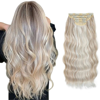 22-Inch Clip-In Hair Extensions – Full Head 4-Piece Set for Volume & Length - 22" / Body Wave / 1001 60H60 16 - Lyvelle