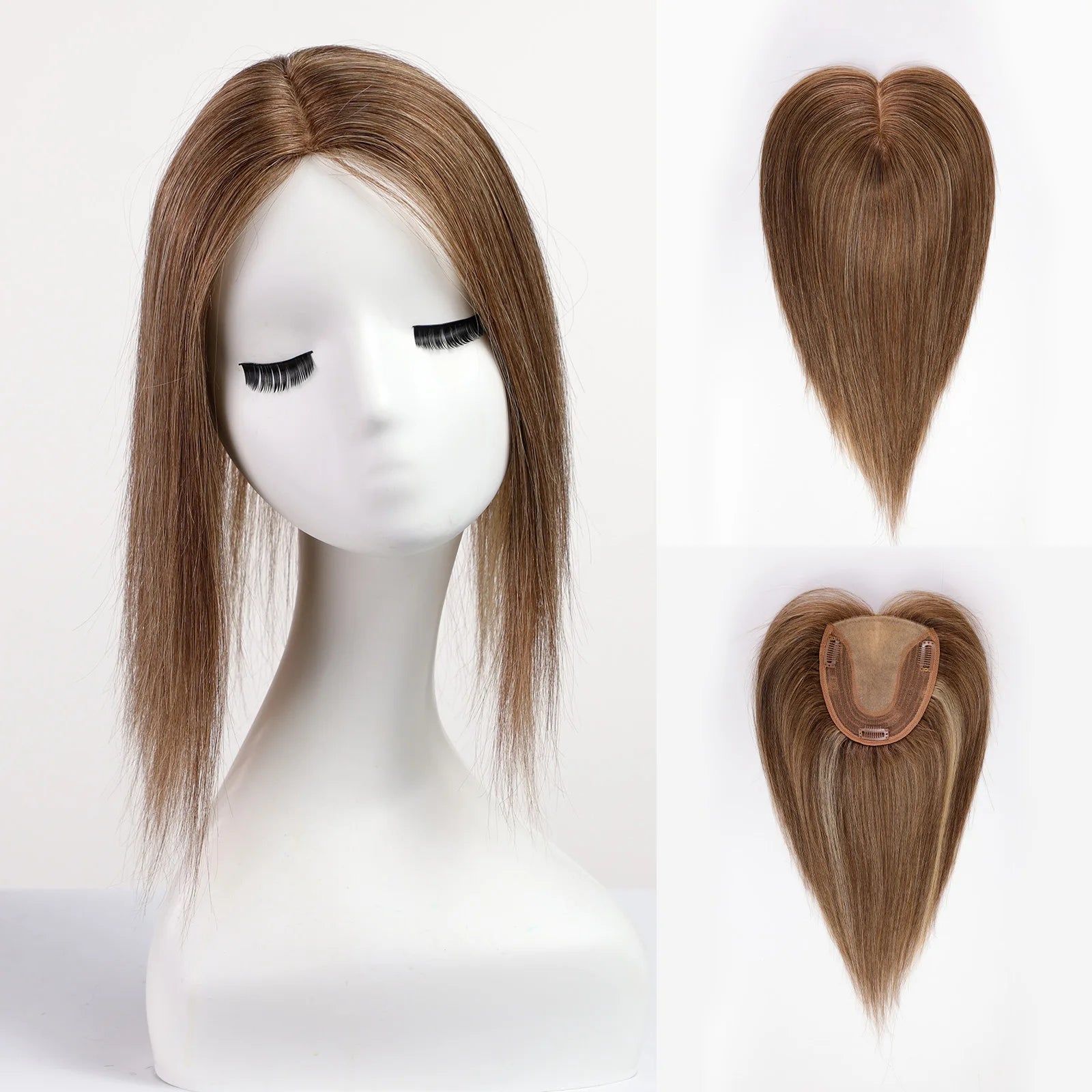 Silk Base Remy Human Hair Toppers – 12 Inches - 12" / Light Brown - Lyvelle