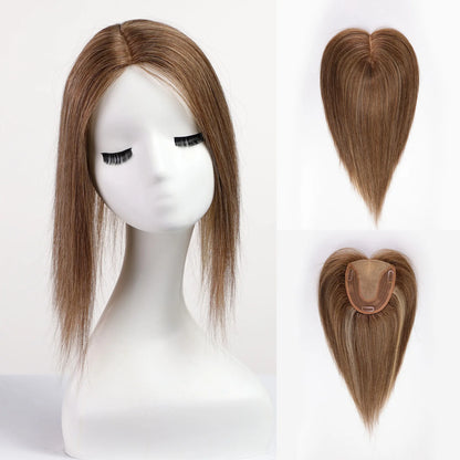 Silk Base Remy Human Hair Toppers – 12 Inches - 12" / Light Brown - Lyvelle