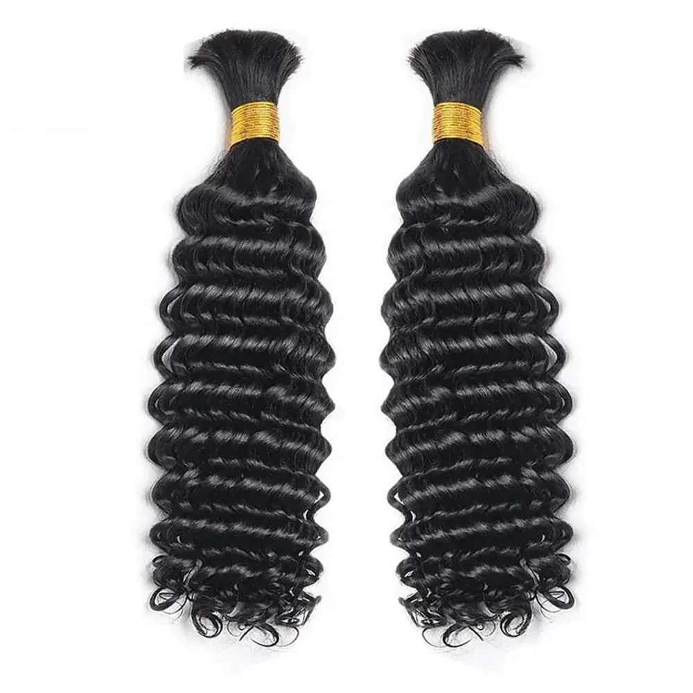 Deep Wave Unprocessed Human Hair for Boho Braids – 100% Brazilian Remy - 12" | 1PC / Deep Wave / Natural Black - Lyvelle