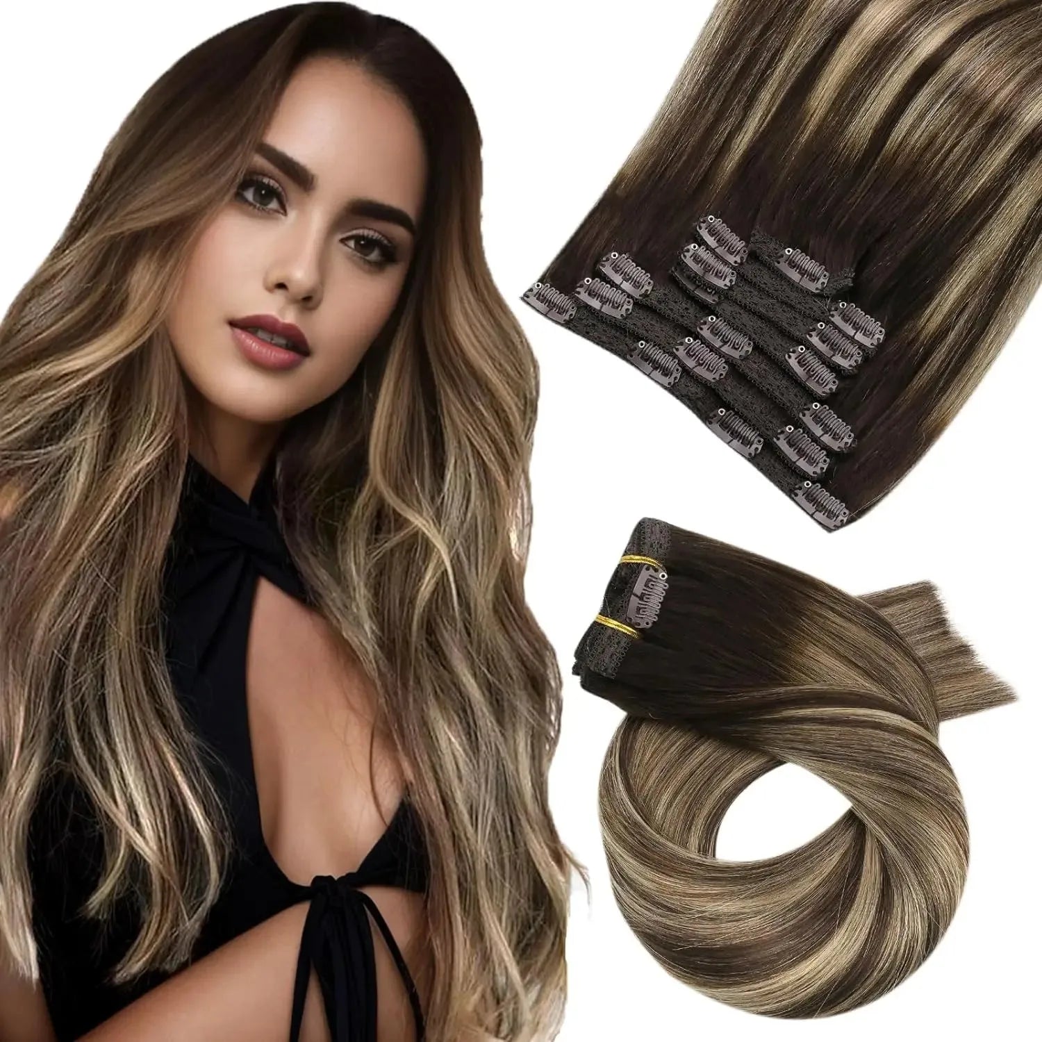 Premium 100% Human Hair Clip-In Extensions – 5 & 7 pcs, 10-16 Inch - 10" / Body Wave / 4-27-4 - Lyvelle