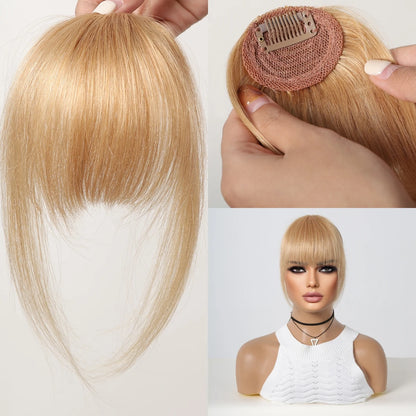 Natural Human Hair Clip-In Bangs with Temples – 100% Human Hair - Golden Blonde - Lyvelle