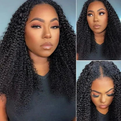 Kinky Curly V-Part Wig – 250% Density Malaysian Human Hair, Glueless - 12" / V Part Wig / 150% - Lyvelle