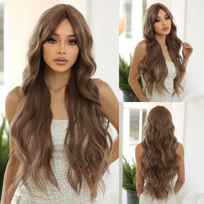 Dark Wavy Synthetic Wig – Side Bangs, Long & Layered - 26" / Natural Wavy / LC1061-1 - Lyvelle