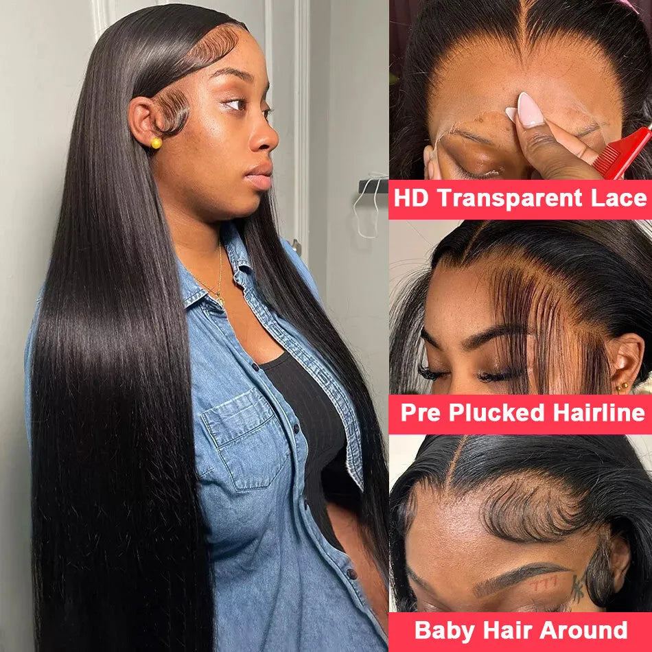 Straight HD Lace Wig – 13x6 / 5x5, 200% Density, 30-40 Inch Brazilian Human Hair - 20" / 13x6 HD Frontal Wig / 180% - Lyvelle