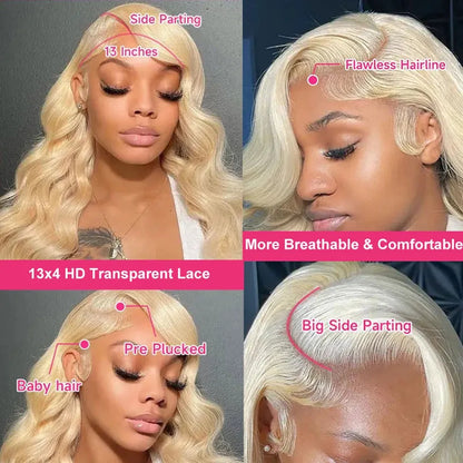 613 Blonde Body Wave HD Lace Front Wig – 13x6 Remy Human Hair - 8" / 13x4 HD Frontal Wig / Body Wave - Lyvelle