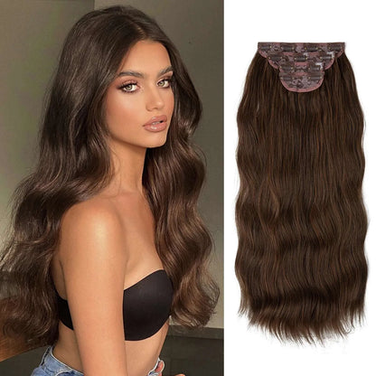 22-Inch Clip-In Hair Extensions – Full Head 4-Piece Set for Volume & Length - 22" / Body Wave / Ginger Brown - Lyvelle