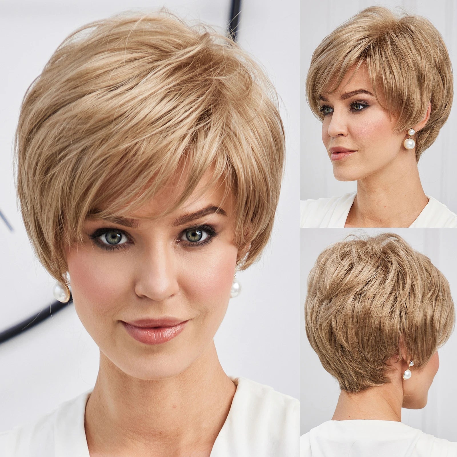 Chic Light Blonde Pixie Cut Wig with Bangs – Natural Look - 10" / Golden Blonde - Lyvelle