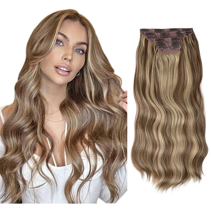 22-Inch Clip-In Hair Extensions – Full Head 4-Piece Set for Volume & Length - 22" / Body Wave / 10H24 - Lyvelle