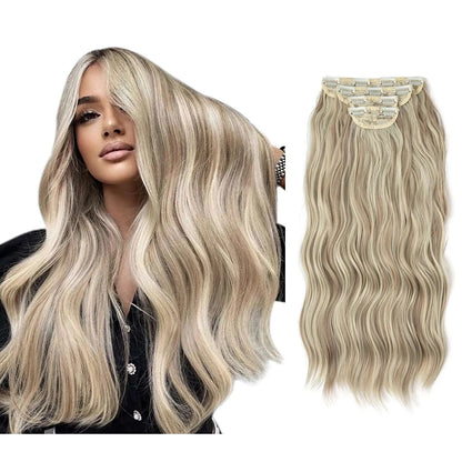 22-Inch Clip-In Hair Extensions – Full Head 4-Piece Set for Volume & Length - 22" / Body Wave / Dirty Blonde - Lyvelle