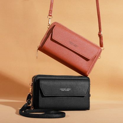 Tri-Compartment Crossbody Wallet Bag