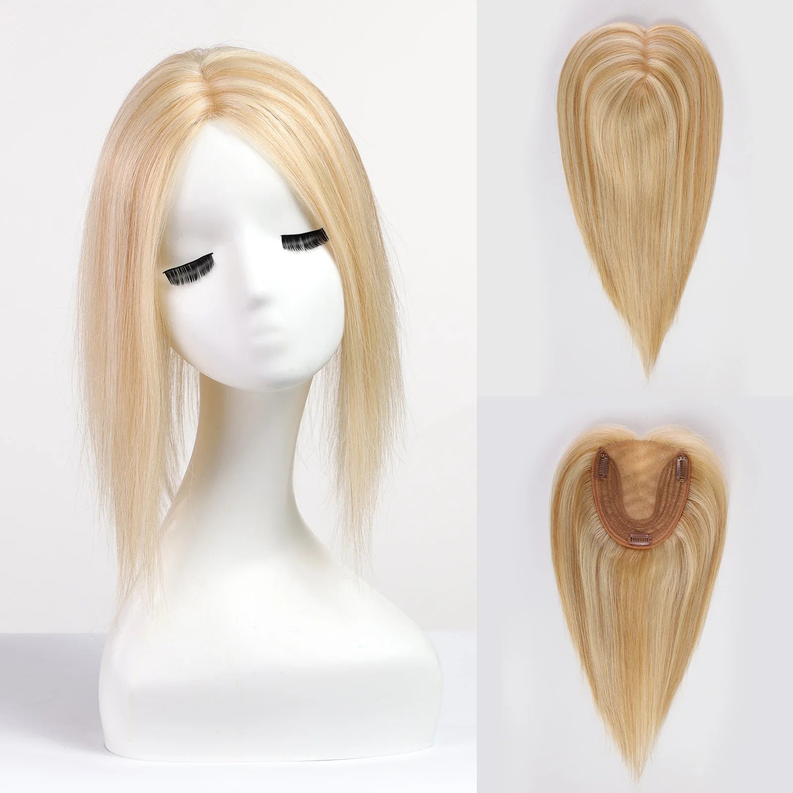 Silk Base Remy Human Hair Toppers – 12 Inches - 12" / Light Blonde - Lyvelle