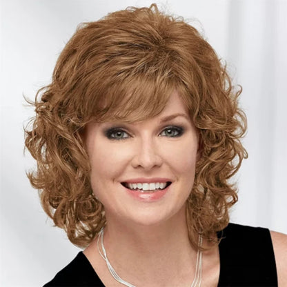 Glamorous Short Curly Synthetic Wig with Bangs - Silver - Lyvelle