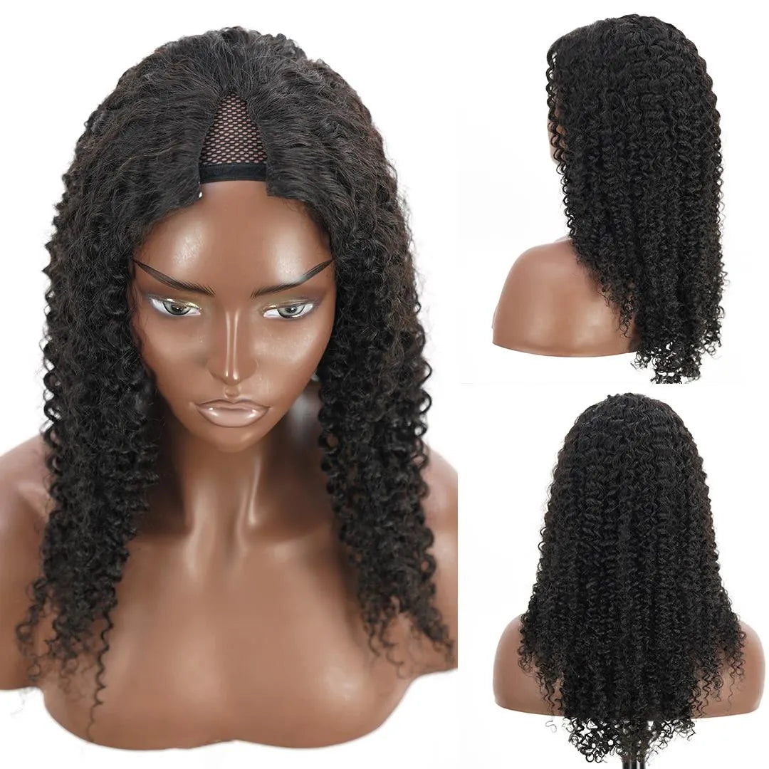 Kinky Curly V-Part Wig – 250% Density Malaysian Human Hair, Glueless - 12" / V Part Wig / 150% - Lyvelle