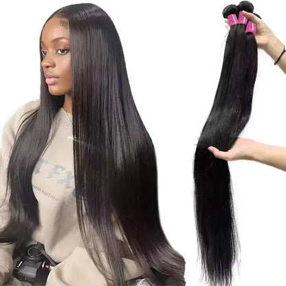 Straight Brazilian Virgin Human Hair Bundles – 3 Pieces, 10-40 Inches - 10" 10" 10" - Lyvelle