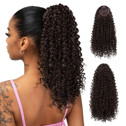 Afro Kinky Curly Drawstring Ponytail – 16 Inch Natural Look - 16" / Dark Brown - Lyvelle