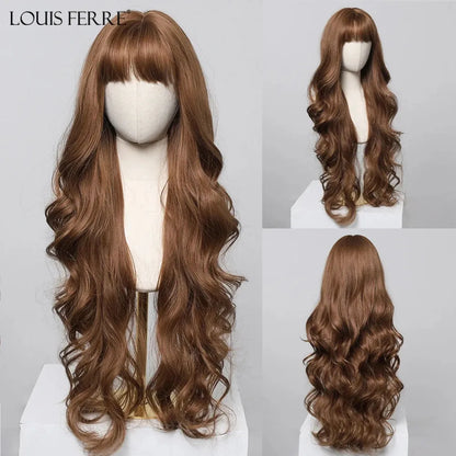 Dark Wavy Synthetic Wig – Side Bangs, Long & Layered - 26" / Natural Wavy / SWLC1222-3BR30 - Lyvelle