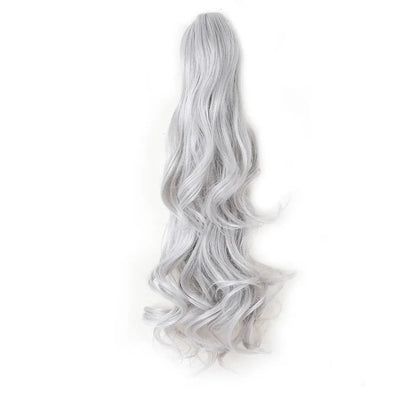 Long Wavy Claw Clip Ponytail Extension – Synthetic Curly Hairpiece - 18" / Natural Wavy / GRAY - Lyvelle