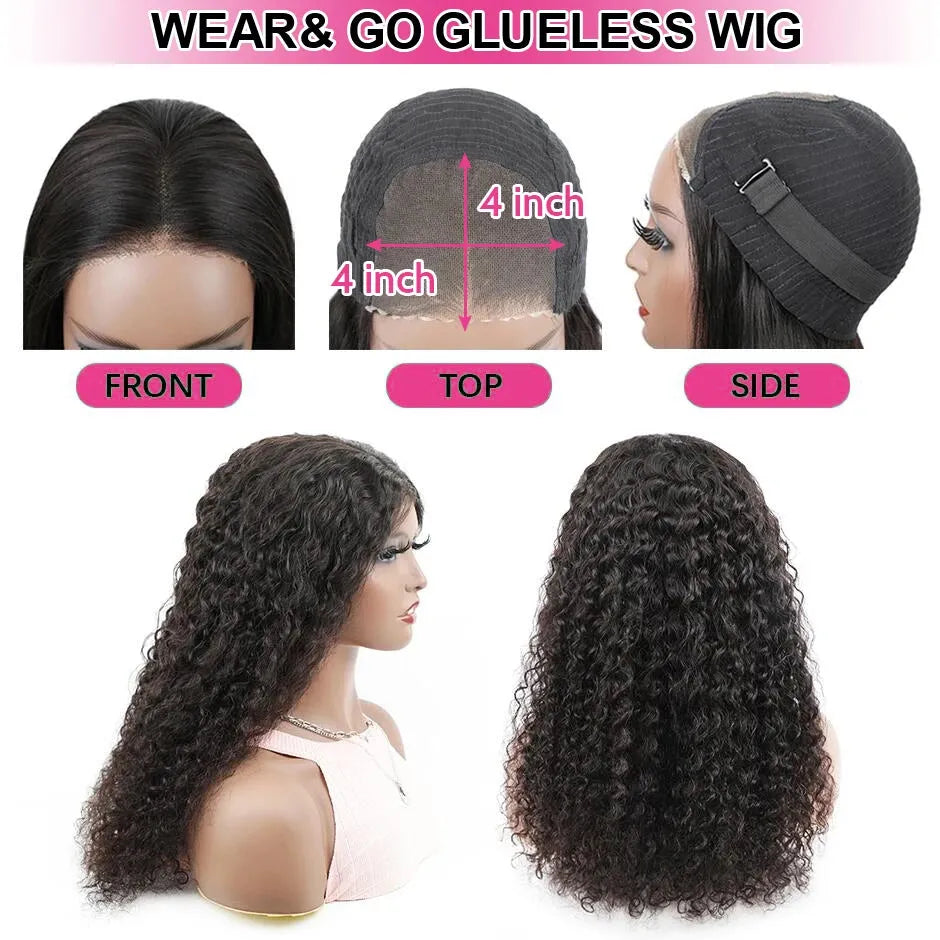 Water Wave Glueless Wig – Pre-Cut Lace, 180% Density Human Hair - 18" / 4x4 Closure Wigs / Water Wave - Lyvelle