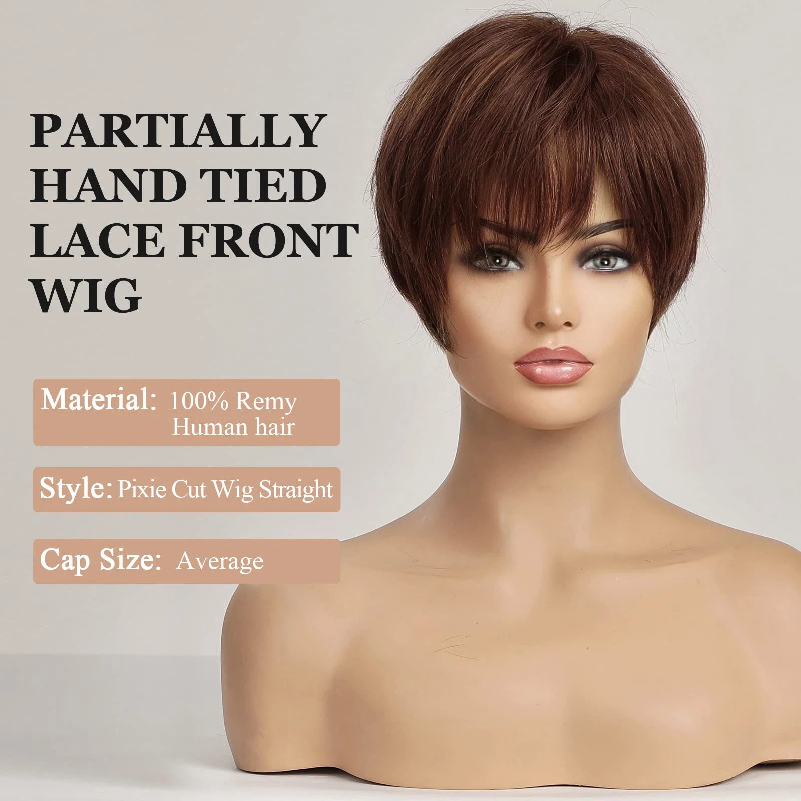 Pixie Cut HD Lace Front Wig – Remy Human Hair - Dark Brown / 6" - Lyvelle