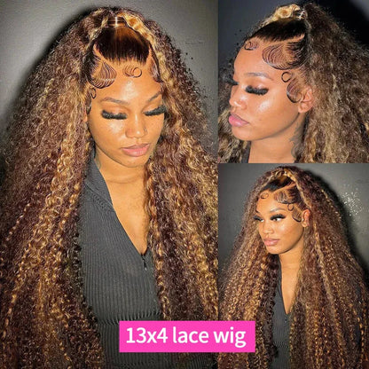 Honey Blonde Highlight HD Lace Wig – 8-36 Inch Body Wave Human Hair - 8" / 13x4 HD Frontal Wig / Deep Wave - Lyvelle