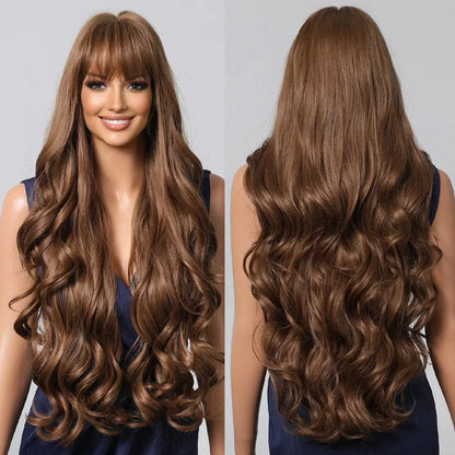 26-Inch Long Body Wave Synthetic Wig – Heat-Resistant Fiber - 26" / Body Wave / SWLC1222-3BR30 - Lyvelle