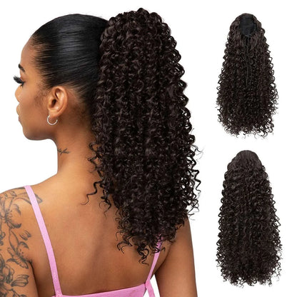 Afro Kinky Curly Drawstring Ponytail – 16 Inch Natural Look - 16" / Black Brown - Lyvelle