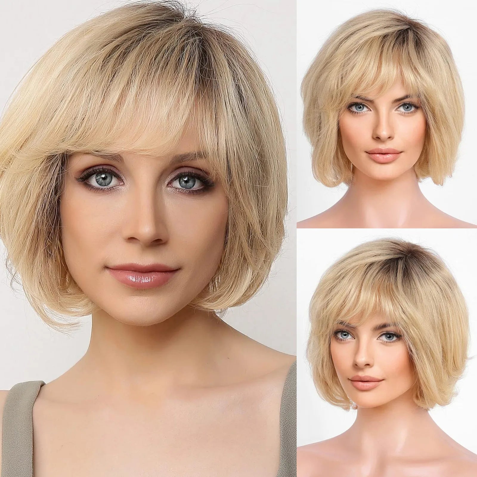 Short Bob 13x4 Lace Frontal Wig – 100% Remy Human Hair, Wavy Texture - Ash Blonde - Lyvelle