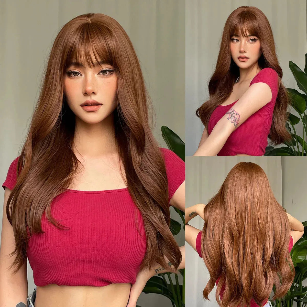 Dark Wavy Synthetic Wig – Side Bangs, Long & Layered - 26" / Natural Wavy / WL1073-1 - Lyvelle