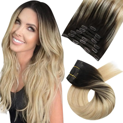 Premium 100% Human Hair Clip-In Extensions – 5 & 7 pcs, 10-16 Inch - 10" / Body Wave / 2-27-613 - Lyvelle