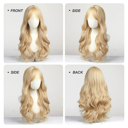 Blonde & Ash Wavy Synthetic Wig – Light & Elegant Tones - 26" / Natural Wavy / Wig WL1010-1 - Lyvelle