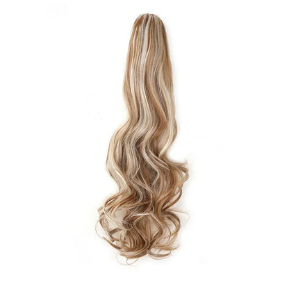 Long Wavy Claw Clip Ponytail Extension – Synthetic Curly Hairpiece - 18" / Natural Wavy / SMTYS-CZJ-27P613 - Lyvelle