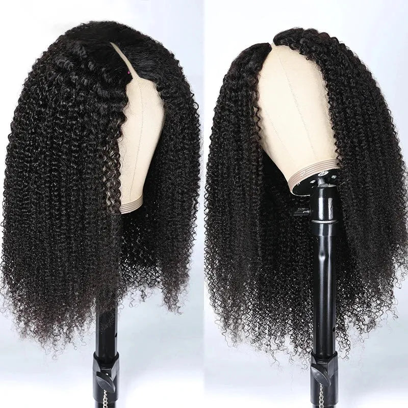 Kinky Curly V-Part Wig – 250% Density Malaysian Human Hair, Glueless - 12" / V Part Wig / 150% - Lyvelle